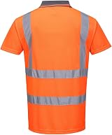 Portwest RT22 Mens Hi Vis Polo Shirt Short Sleeve Reflective Safety Orange Large view 2