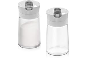 Sekonow 2Pcs Glass Sugar Dispenser with Auto Flip Pour Spout, Weighted Pourer Sugar Container, 8.5oz Sugar Bowl Shaker Jar Sa
