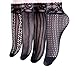 4 Pairs Women's Lace Fishnet Sheer Ankle Dress Socks - Stylish Black