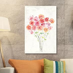 Canvas Wall Art - Watercolor Style Colorful Flowers - Giclee Print Gallery Wrap Modern Home Art Ready to Hang - 12x18 inches