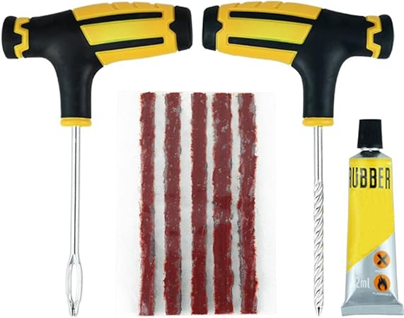 Amazon タイヤパンク修理キット 8ピース 8ｐｃｓ 自動車オートバイ緊急タイヤパンク修理 タイヤ修理ツール タイヤ修理ツールキット 車 バイク