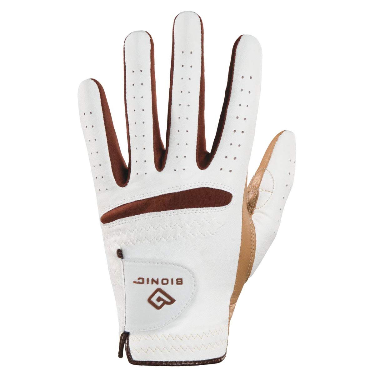 Bionic Women's RelaxGrip Left Hand Golf Glove, White/Caramel, Large
