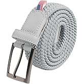 LAEZ Golf Belts for Men - Classic Braided Belt for Jeans, Pants and Slacks, Gifts for Him (Grey)