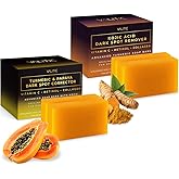 VALITIC Papaya and Turmeric Kojic Acid Soap Bar - Dark Spot Corrector Skin Care Cleansing Bar - Infused with Vitamin C, Hyaluronic Acid, Collagen - Papaya 2 Pack, Kojic 2 Pack