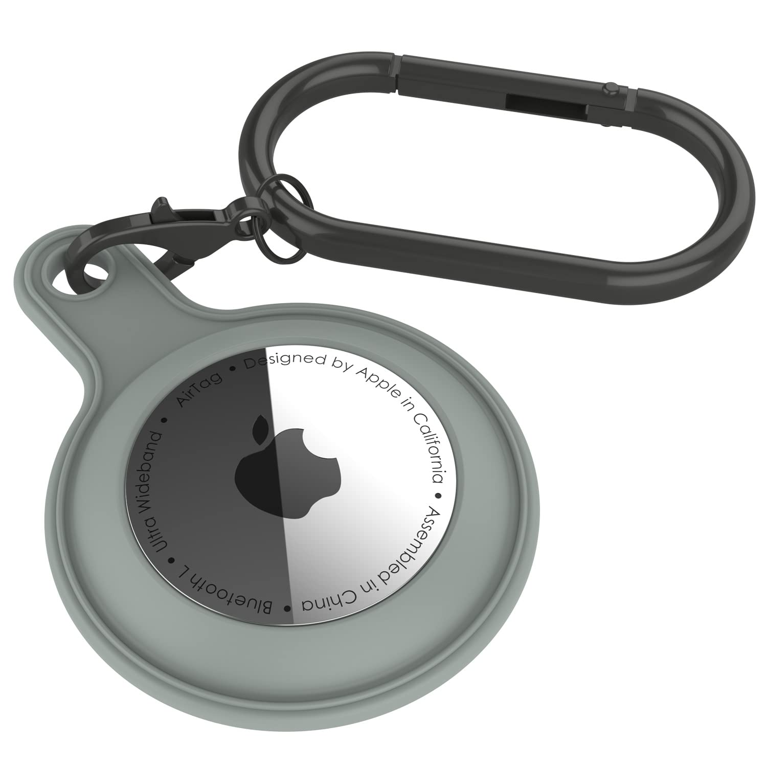 Punkcase Silicone Case for AirTag Anti-Scratch Protective Skin Cover Holder with Loop Keychain for AirTags | Securely Attaches to Keys, Backpacks, and Luggage [Light-Grey]