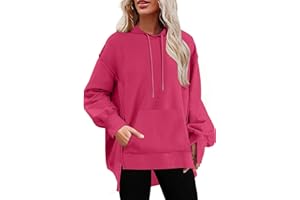 SHEWIN Women's Casual Oversized Hoodies Long Sleeve Reverse Seam Sweatshirts Lightweight Pullover Tops Drawstring Hoodie