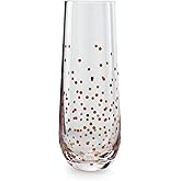 Circleware Confetti Gold Champagne Flutes Wine Glasses, Set of 2 Beverage Drinking Glassware for Water, Liquor and Home Bar Decor Dining Gifts, 10.5 oz,