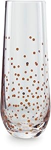 Circleware 77095 Confetti Gold Champagne Flutes Wine Glasses, Set of 4 Beverage Drinking Glassware for Water, Liquor and Best Selling Home Bar Decor Dining Gifts, 10.5 oz,