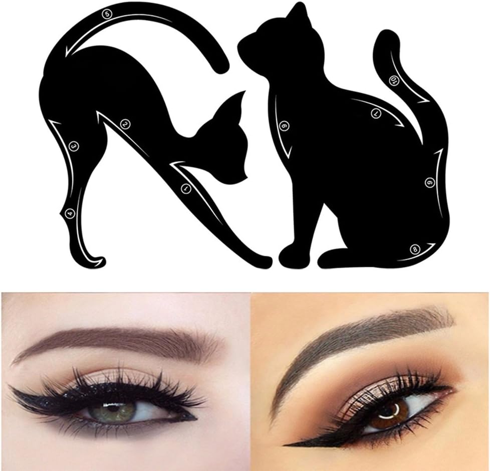 Wisdompark 4 Piece Cat Eyeliner Stencil, Matte PVC Material Repeatable Use Eyeliner Template Plate For Everyone from Beginner to Professionals