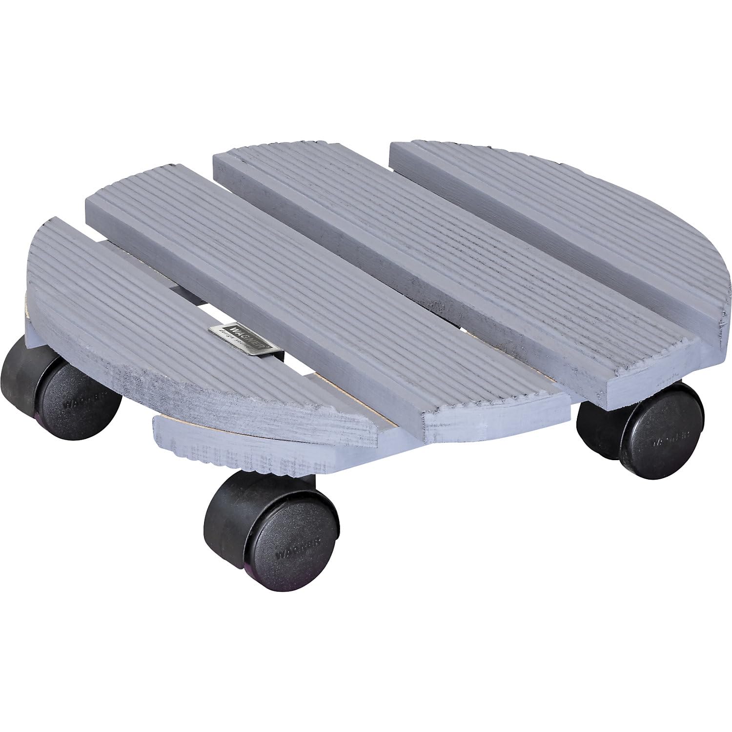 WAGNER Plant trolley CREO Ø 29 x 8 cm I Made of FSC®-certificated solid wood, indoor use, beech grey I Container trolley made of wood, grey riffled I Load capacity 100 kg I Made in EU - 20086401