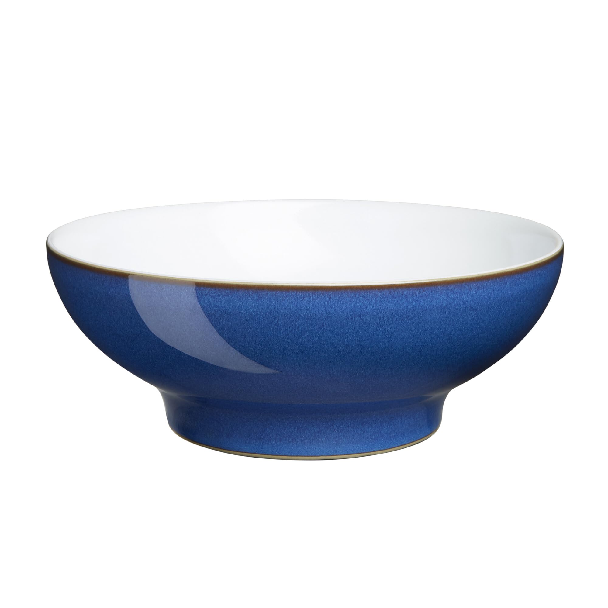 Denby - Imperial Blue Serving Bowl - Blue Glaze Dishwasher Microwave Safe Crockery 1.9L, 23.5cm - Blue, White Ceramic Stoneware Tableware - Chip & Crack Resistant