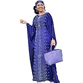HD African Dresses for Women Fashion Beading Rhinestone Kaftan Maxi Dress