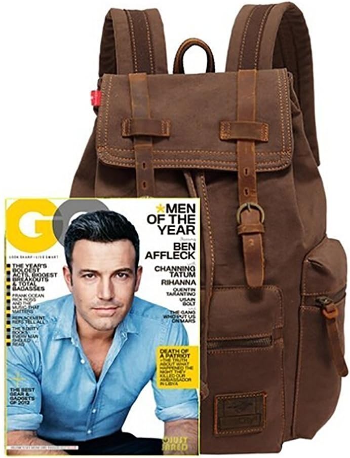 YUHAN Canvas Backpack Unisex Vintage Casual Rucksack Laptop Daypacks MacBook Bag Schoolbag Student Bookbag Satchel Hiking Camping Bag Khaki Black - Image 5