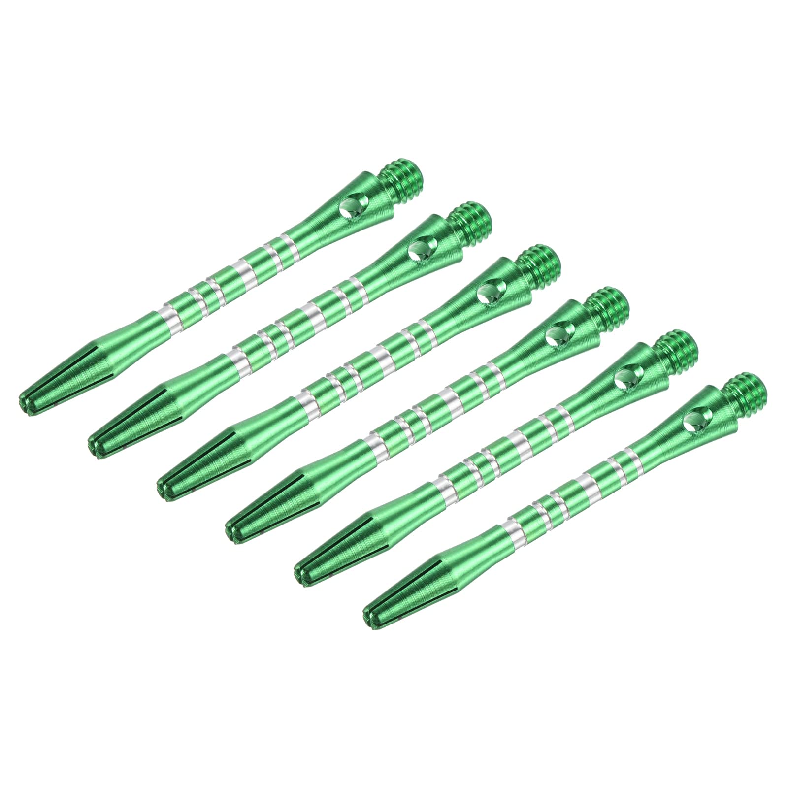 PATIKIL 45mm Aluminum Dart Shafts, Medium 2BA Thread Dart Stems Dart Accessories Throwing Fitting for Steel Tip - 6 Pack (Silver Tone, Green)