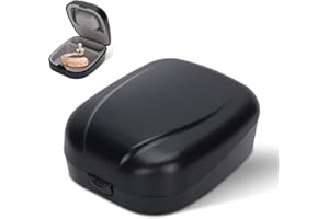 AGATIGE Hearing Aid Case Hard, Pocket Size Waterproof Hearing Aid Travel Case Storage Box for Kids, Adults, Seniors(Black)