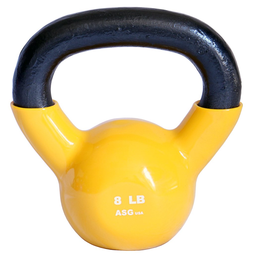 Ader Vinyl Kettlebell 8 Lbs Yellow Strength Training Equipment Sports
