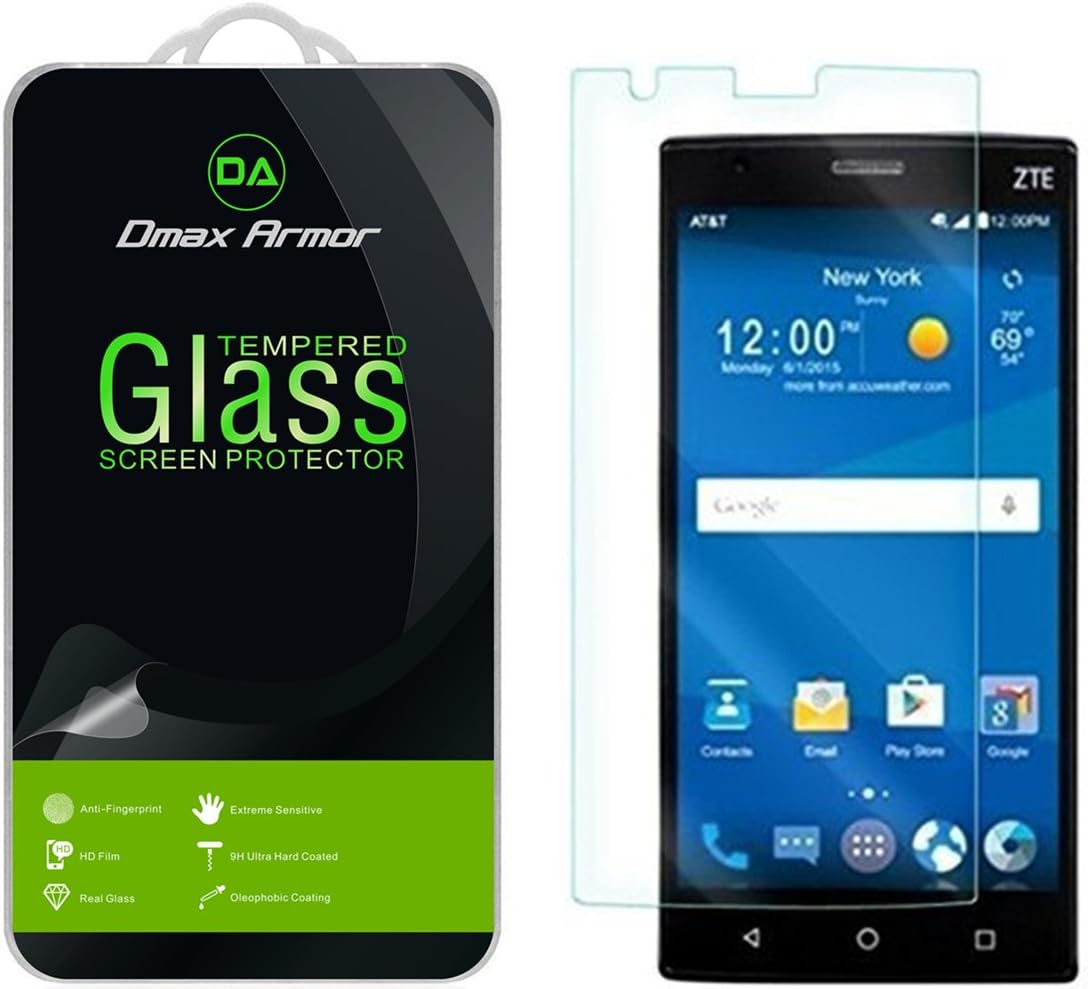 Dmax Armor for ZTE Zmax 2 Screen Protector, [Tempered Glass] 0.3mm 9H Hardness, Anti-Scratch, Anti-Fingerprint, Bubble Free, Ultra-Clear