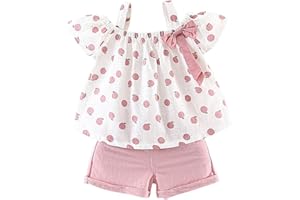 Hipea Toddler Baby Girls Summer Clothes Outfits Ruffle Camisole Spot Dot Tops and Casual Shorts Newborn Girl Clothing