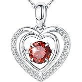 Gem's Beauty Silver Heart Necklace for Women - 925 Silver Moissanite Pendant, Dainty Dance Gift for Her, Mom, Wife |Christmas/Anniversary/Valentine’s Birthstone Jewel