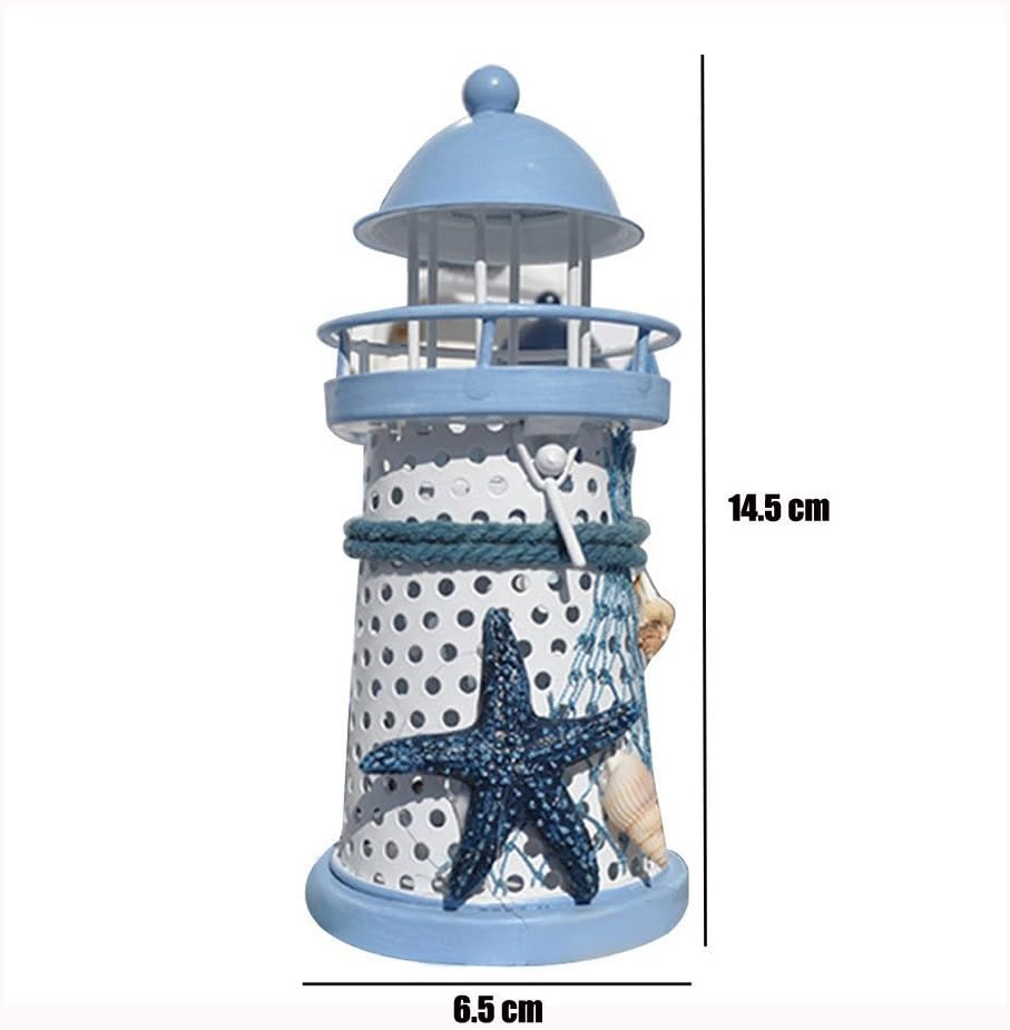 Mumustar Vintage Ocean Lighthouse LED Tealight Candle Lantern Holder for Home Living Room Decor 14 x 6.5 x 6.5cm