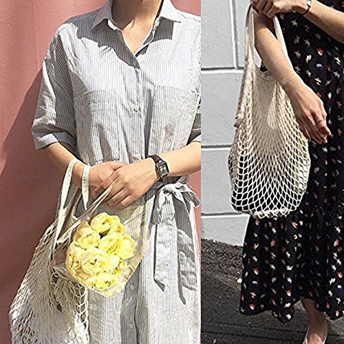 TTbuy Mesh Net Turtle Bag String Shopping Bag Reusable Fruit Storage Handbag Totes New (White) - Thumbnail 2