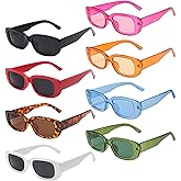 Pibupibu 8/20 Pack Colorful Small Rectangle Party Sunglasses Bulk, Vintage Narrow Square Y2K Glasses for Women Men