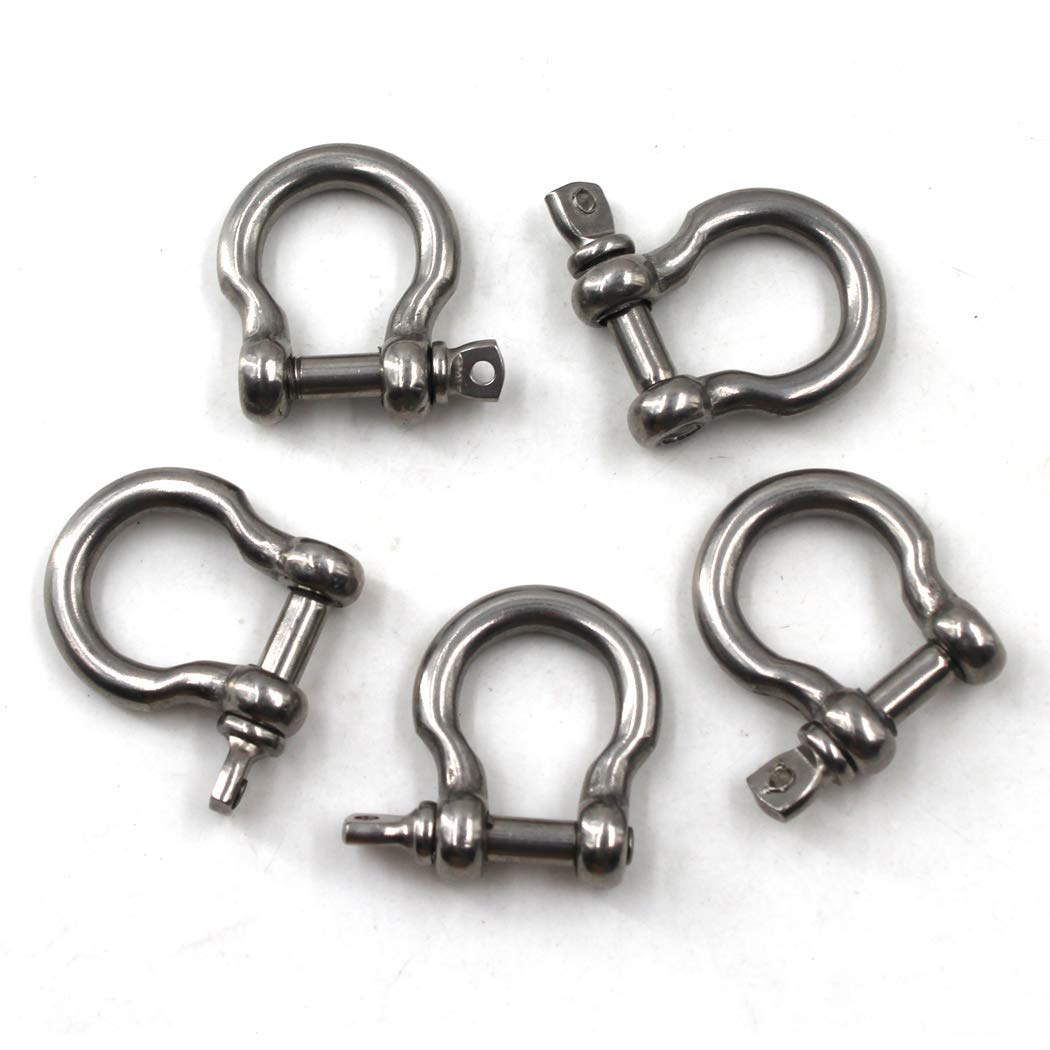 Flomore M8 D Ring Shackle Boat Anchor Shackle 304 Stainless Steel Chain Shackle Screw Pin Bow Shackle Pack Of 5