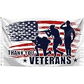 Thank You Veterans Flag 3X5 Feet Patriotic Soldier Memorial Independence Day Banner for 4th of July Veterans Day Outside Decor (A4)