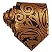 Barry.Wang Classic Formal Mens Ties Gold Paisley Tie Hanky Cufflinks Set