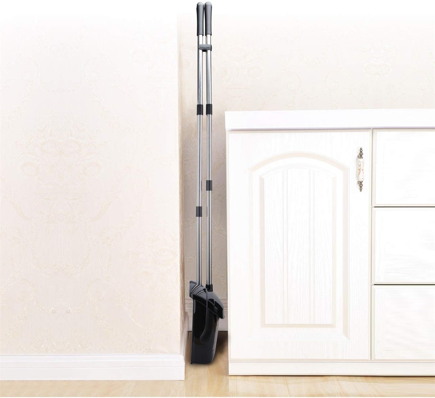Broom and Dustpan Set with Lid Outdoor Or Indoor Dust Pan 3 Foot Long Stainless Cleans Broom Combo Upright Steel Handle Kids Lobby Pet Dog Hair Wood Floor Room Office Sweeping Kitchen House: Kitchen & Dining