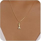 Evabelle Gold Necklace for Women Fish Cross Necklace Hypoallergenic Waterproof 14K Gold Plated Nickel Free Non Tarnish Chain Koi Fish Ocean Beach Cross Pandent Necklace Dainty Jewelry