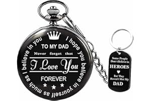 Udaney to My Dad Pocket Watch + Keychain Stone with Beautiful Box for Dad Gifts | Father's Day Gifts