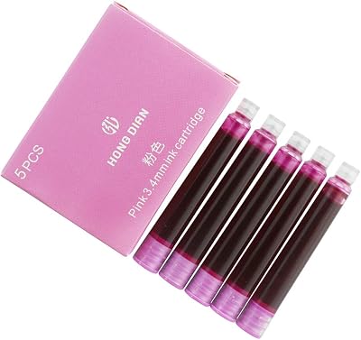 erofa Hongdian Fountain Pen Set Ink Cartridges Pink 30 Pack 3.4 mm Bore