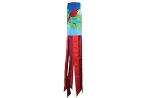 In the Breeze 5212 — Cardinal 40-inch Inspiration Windsock — Colorful Hanging Garden Décor with Embroidered Details…