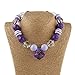Vcmart Girls Chunky Beads Necklace & Bracelet Set Purple Diamond Pendant with Gift Box