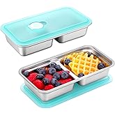 Ertudasu 2 Pack Grab and Go Snack Containers Reusable, Stainless Steel Double Compartment Snack Containers with Leakproof Lids for Travel and Outdoor Camping School Lunch Prep Dishwasher Safe