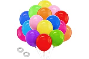 K.E.J. Assorted Color Balloons,100pcs Rainbow Latex Balloon Arch Kit 12 inch Pastel Balloons for Happy Birthday Party Supplies, Weddings, Baby Showers Decor, Fiesta Party Decorations