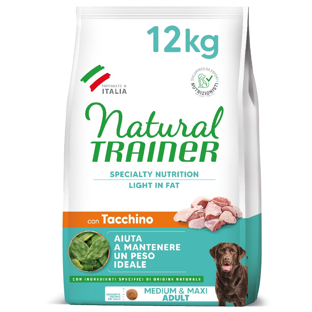 Natural Trainer Ideal Weight, Medium and Large Adult Dog Food with White Meat, 12 kg