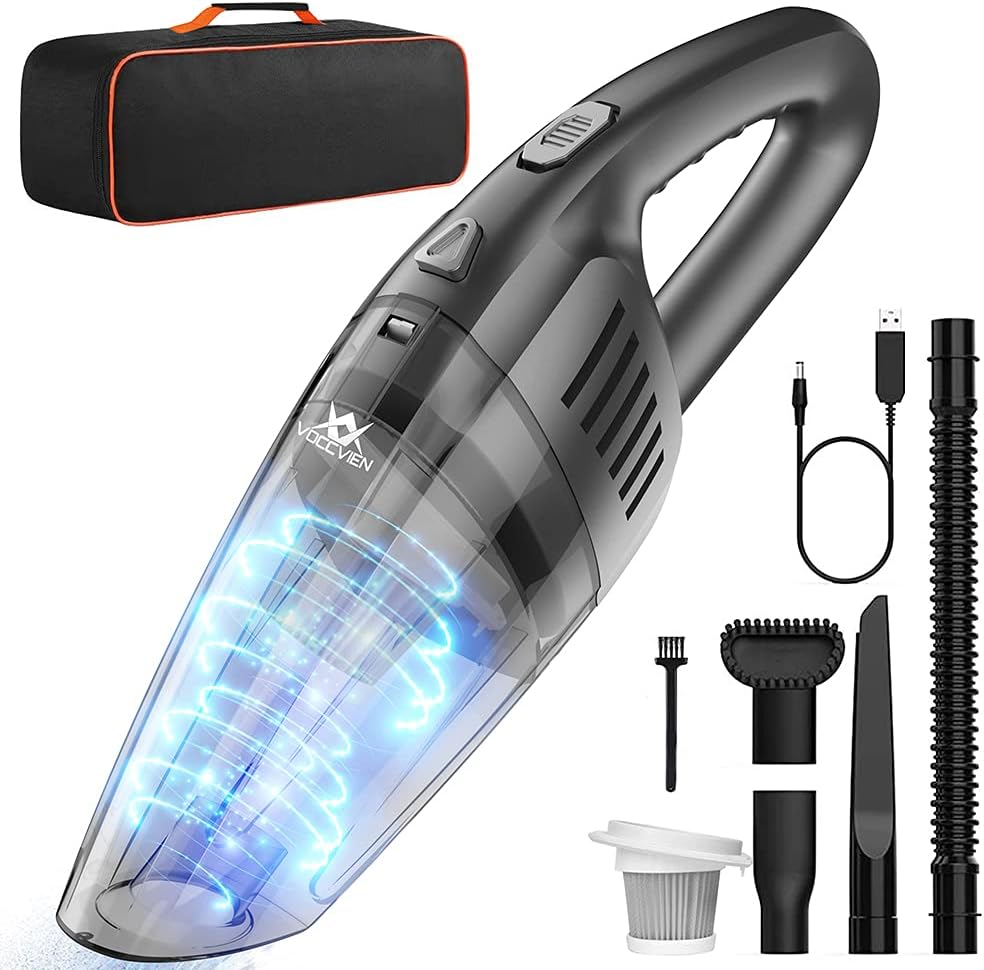 VOCCVIEN Cordless Handheld Car Vacuum 8000PA/120W Wet Dry High Power Mini Rechargeable Portable Vacuum Cleaner with Strong Suction for Car and Home Pet Hair Cat Litter Dust Sand Cleaning Set(Gray)