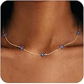 Birthstone Gold Necklace for Women Dainty Non Tarnish 14K Gold Plated Diamond Choker Necklaces Clover Emerald Green Cubic Zirconia Necklace Birthday Valentine's Day Gifts Womens Prom Gold Jewelry