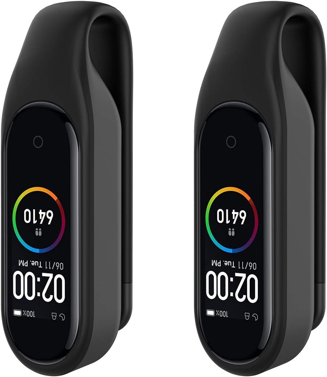 MiPhee 2-Pack Clip Hoder for Mi Band 4/3 Replacement Accessory, Black