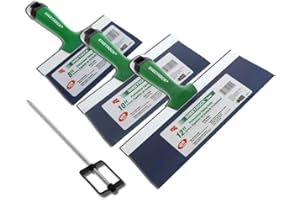 USG Sheetrock Pro Series Blue Steel Drywall Taping Knife with Matrix Style Handle 8"/10"/12" Plus FREE Mud Pan Mixing Blade
