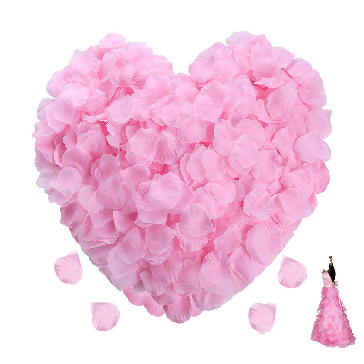 Heavenlife 2000 Pcs Rose Petals Artificial Silk Flower Petals for Arts Crafts Wedding Confetti Decoration Valentine's Day Table Decoration Scatter (Pink)