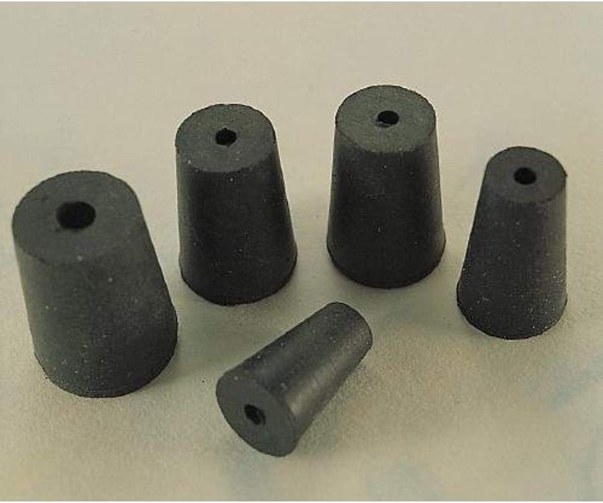 Plasticoid C0--M291 Black Rubber One-Hole Stopper, 17mm Top Diameter, 13mm Bottom Diameter, 0 Size, 25mm Length