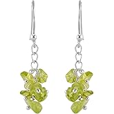 NJCRAFT Silver Tone Stone Drop Earrings for Women | Elegant Chip Bead Dangle Earrings | Lightweight Handmade Earrings for Daily Wear, Party & Gifting