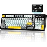 MechLands AJAZZ AK980 V2 Mechanical Gaming Keyboard with Display Screen, 10000mAh Battery, 98% Wireless Keyboard with BT/USB-C/2.4GHz, Hot Swappable, Knob, RGB for Win/Mac (Black, Gift V2 Switch)
