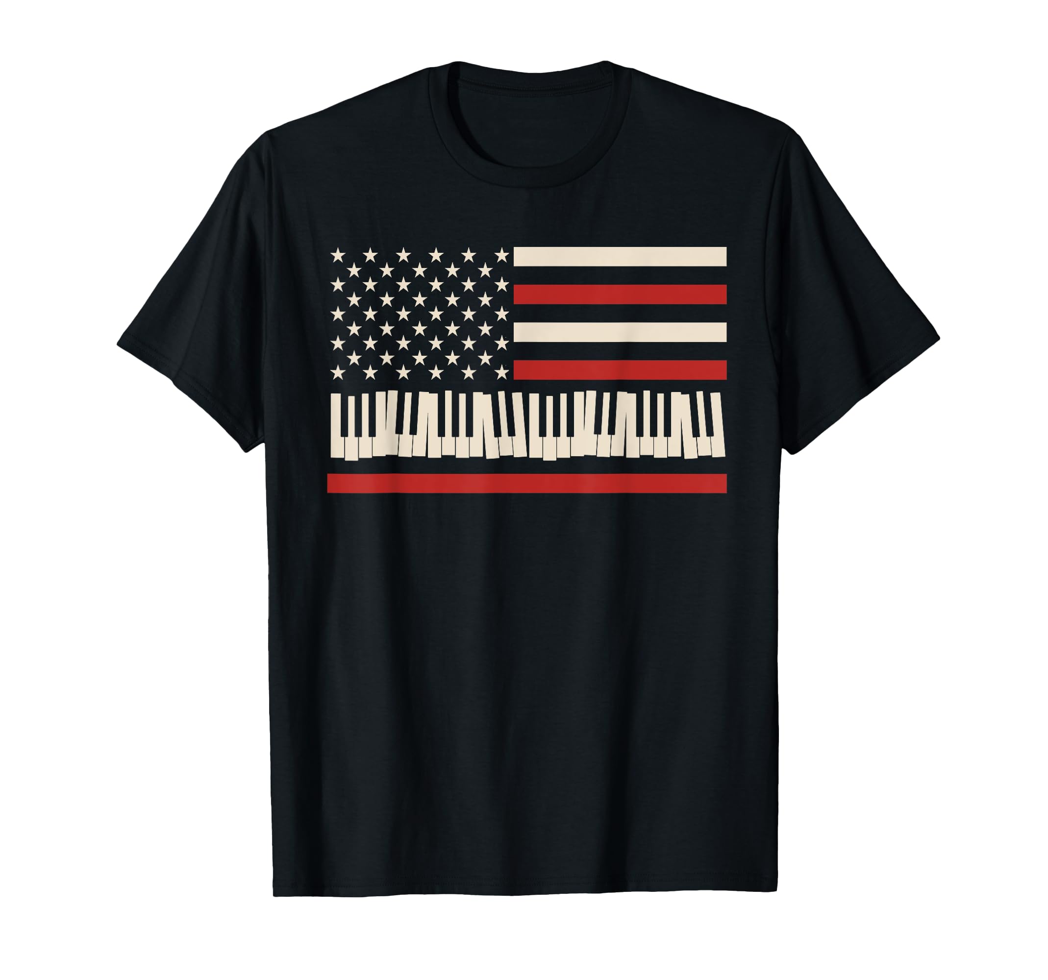 USA Flag Piano Keyboard Classical Musician Pianist Piano T-Shirt