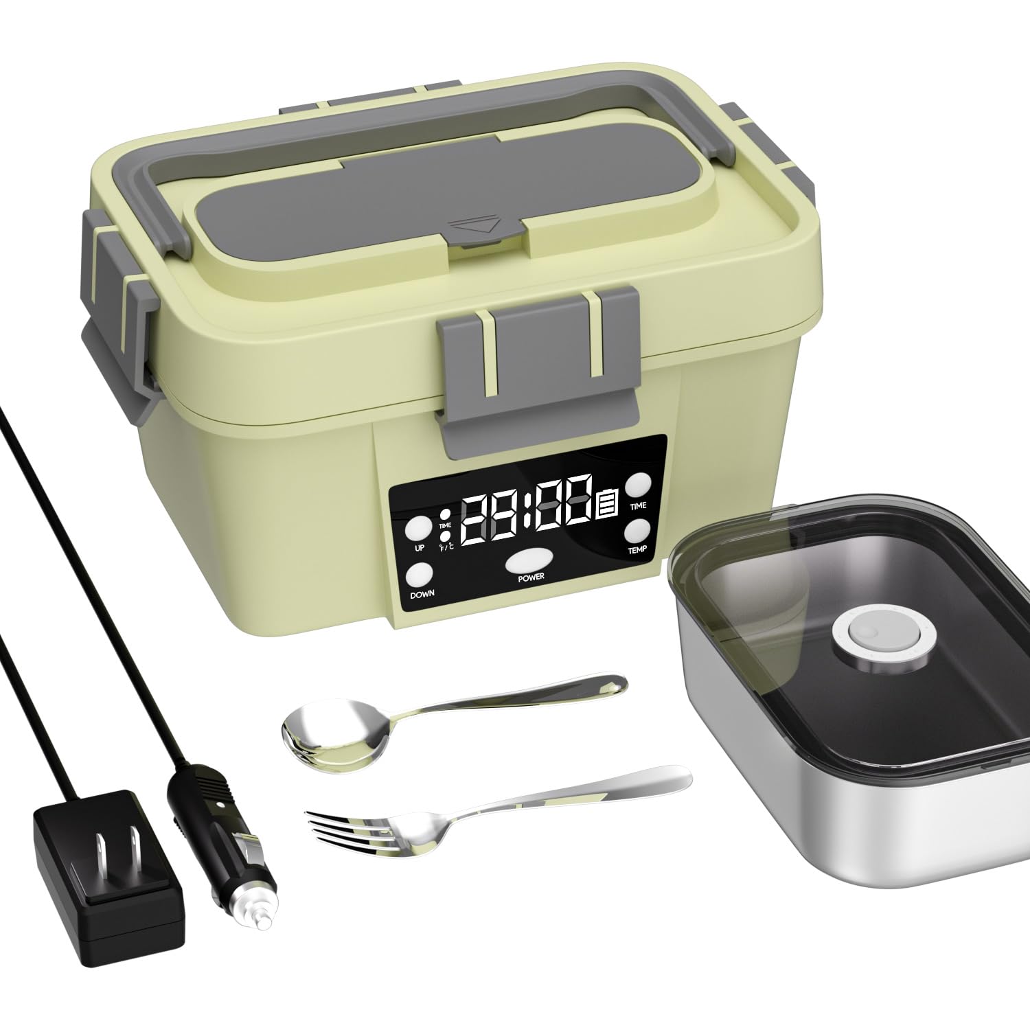 Photo 1 of ??Cordless Electric Lunch Box, Smart Timer Auto Heating Lunch Box with Large Capacity, 10000mAh Rechargeable Food Warmer for Work, Car, Home, Leakproof Bento Container for Adults & Men??Light Green?