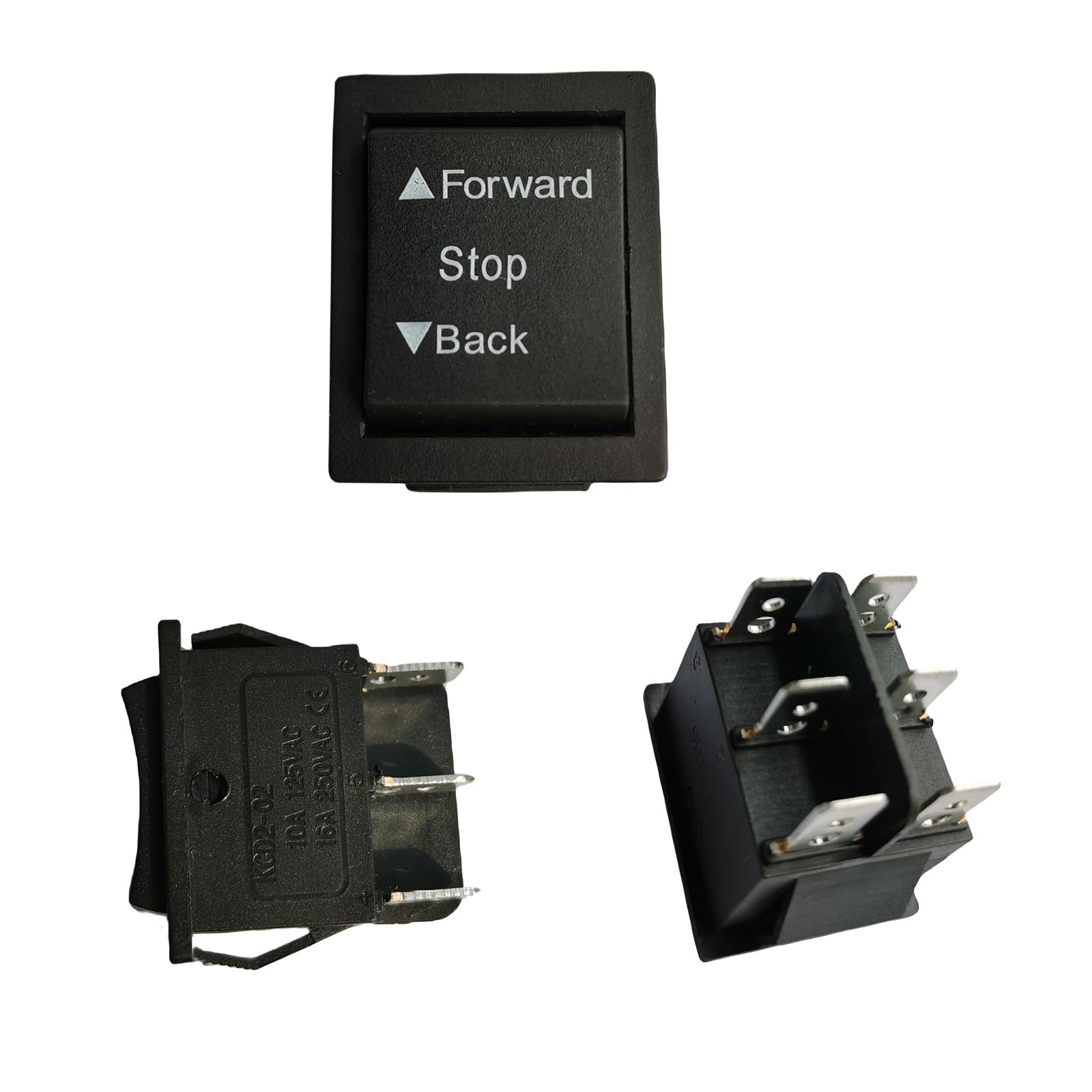Photo 1 of 2 PCS 6V 12V Forward Reverse Switch for Ride On Toy Car Kids Trax Replacement Parts Powered Wheels Forward Stop Backward Toys Car Accessories Rocker Switch Shifter Car Boat Black