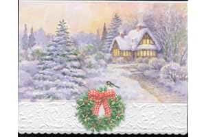POSTER FOUNDRY Set of 3 - Christmas Holiday Winter Cottage Portfolio Boxed Note Cards by Carol Wilson. 10 embossed 4x5 Die-Cut Notecards and Matching Envelopes in Decorative Gift Box with Magnetic Flap. NCPX2425